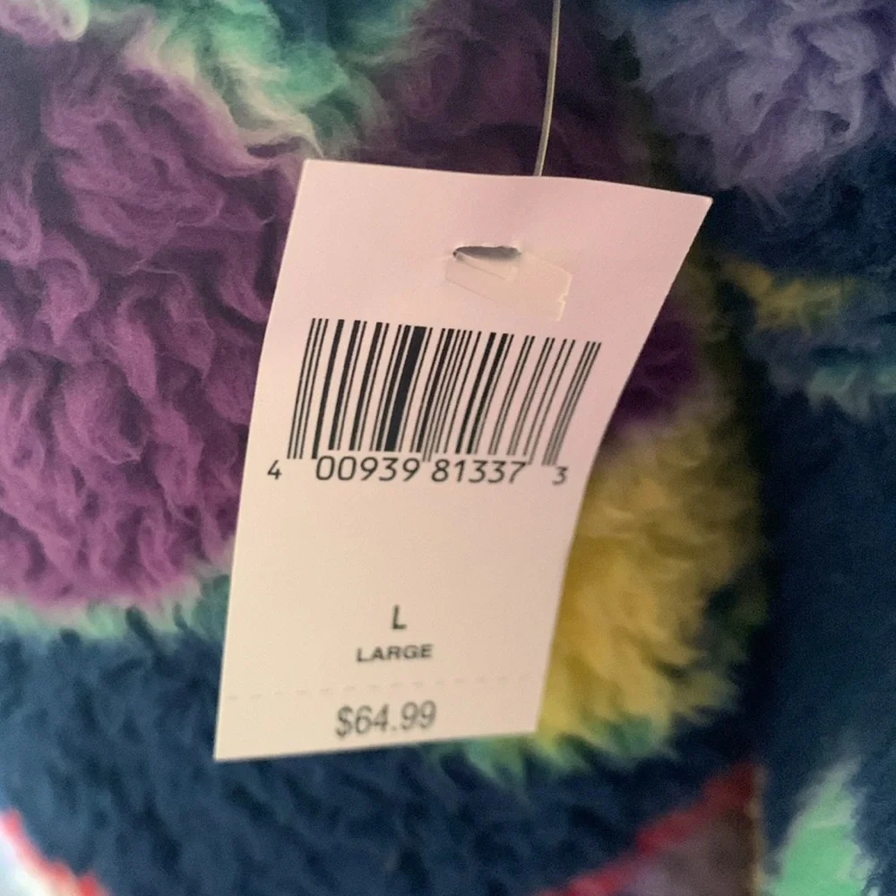 Disney Parks Mickey Mouse Sherpa Fleece Sweater US Size large Multicolor Faces - Picture 2 of 13